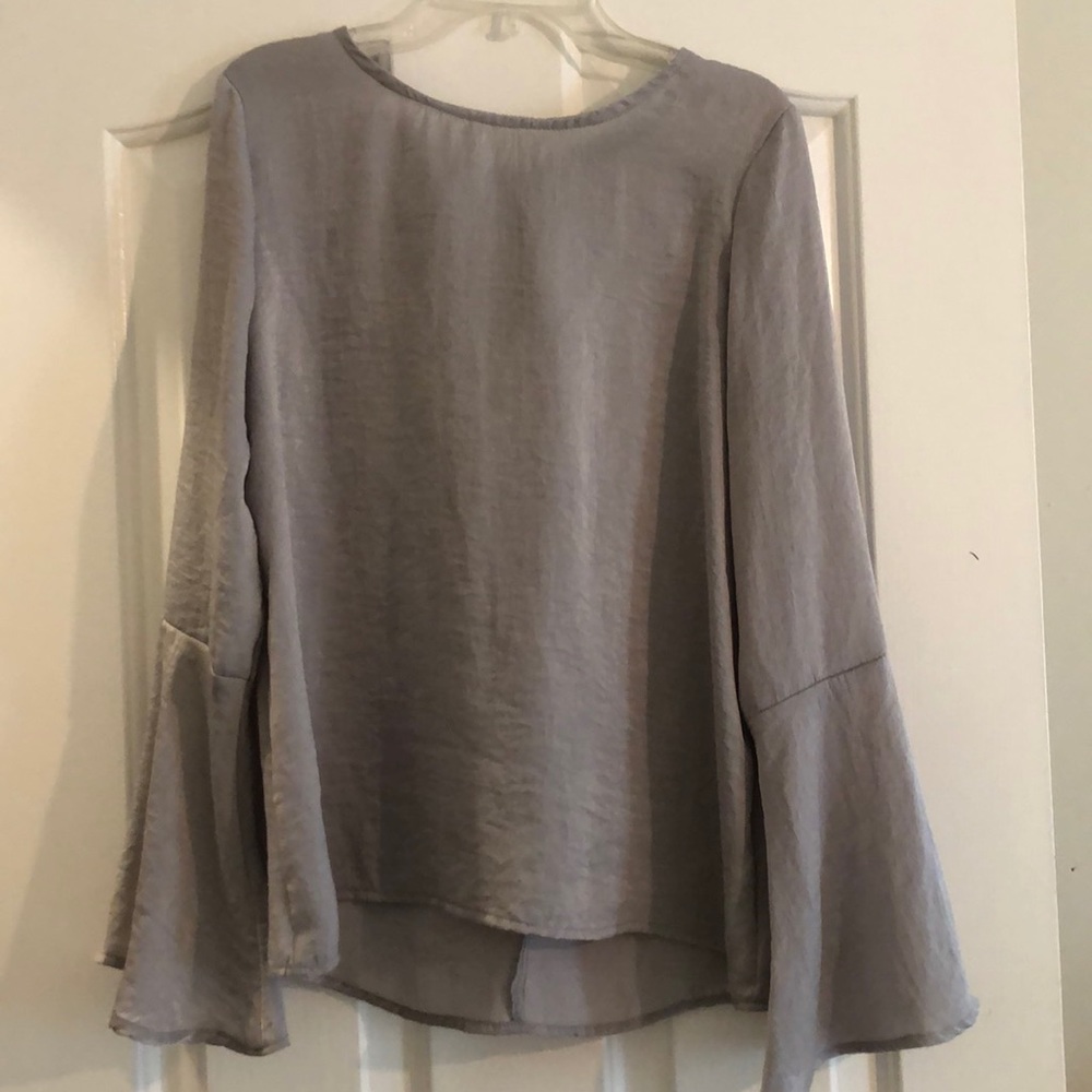 Grey bell sleeve blouse